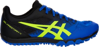 GEL FIRESTORM 4 Kids Illusion Blue Hazard Green Kids Track And Field Shoes ASICS Australia