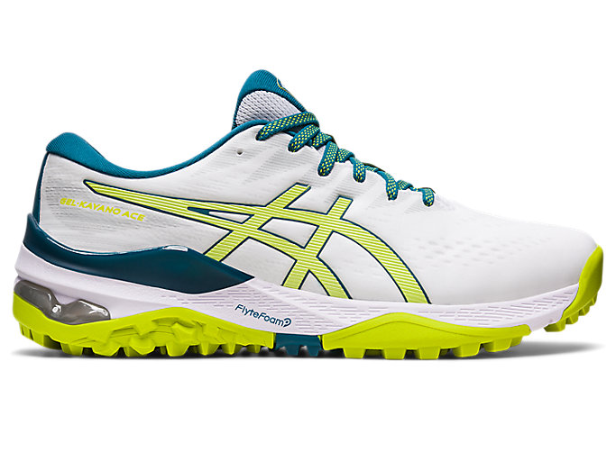Image 1 of 7 of Men's White/Neon Lime GEL-KAYANO ACE Men's Golf Shoes