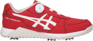 ゲルプレショットボア Classic Red White メンズ ゴルフ シューズ Asics