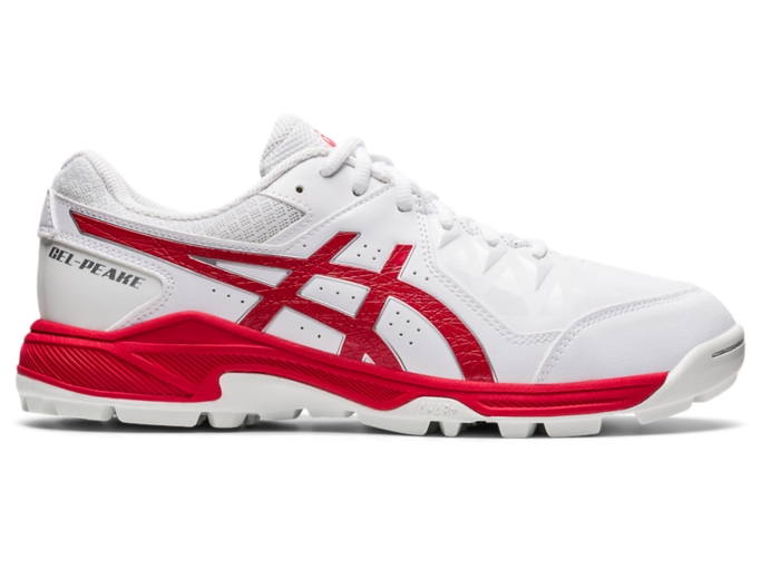 GEL PEAKE Unisex White Electric Red Unisex Cricket Shoes ASICS Australia