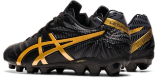 Black and 2025 gold asics boots