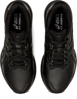 Asics black leather trainers online