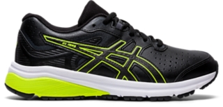 asics black leather school shoes