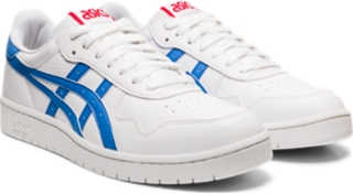 asics white blue red