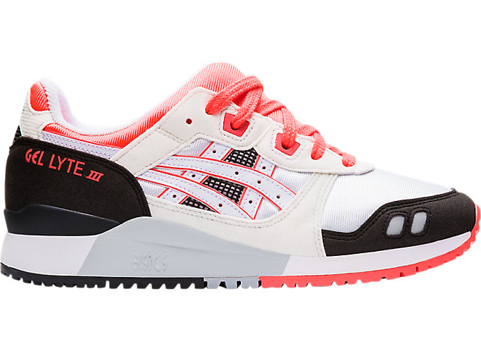 Image 1 of 7 of Women's White/Flash Coral GEL-LYTE III Women's Sportstyle Shoes