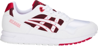 asics gel saga white red