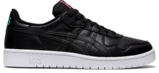 Asics mens black leather shoes best sale