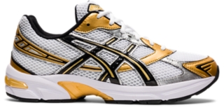 White and gold store asics