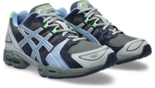  ASICS Hombre Gel-Nimbus 9 Talla: 10.5, Anchura: D, Color:  Plata/Azul, Plateado/Azul : Ropa, Zapatos y Joyería