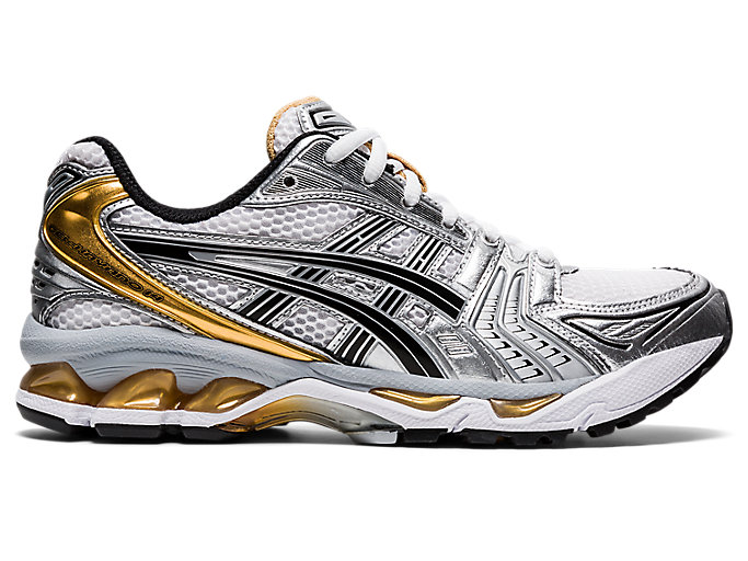 Image 1 of 7 of Women's White/Pure Gold GEL-KAYANO 14 Women's Sportstyle Shoes