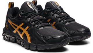 Black and gold store asics running shoes