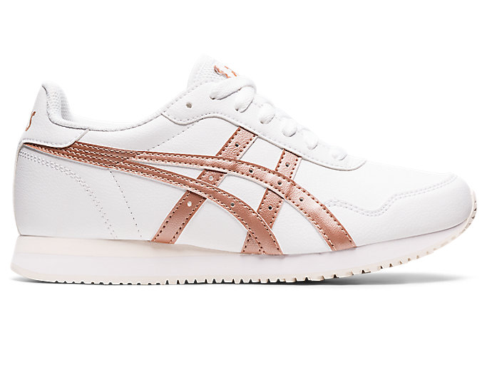 Image 1 of 7 of Dames White/Rose Gold TIGER RUNNER™ Women's Sportstyle Shoes & Trainers