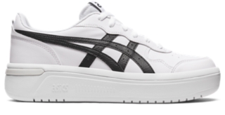 Asics noir shop et blanche femme