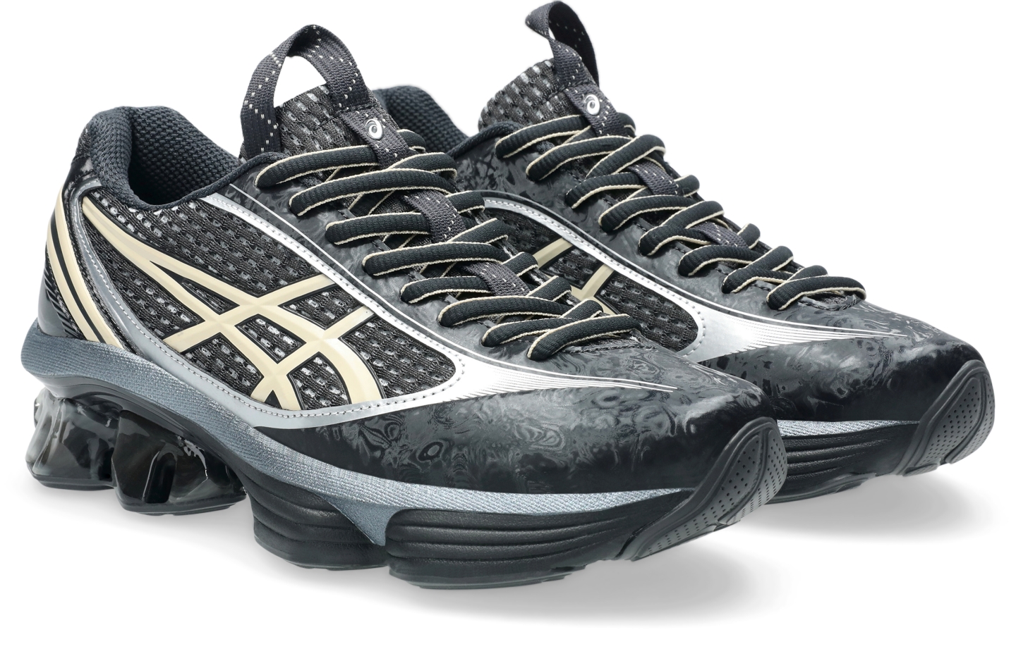 Кроссовки ASICS US6-S Gel-Kinetic Fluent, цвет: Чёрный / Ванильный — фото 2