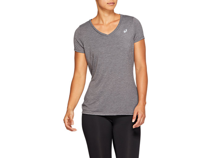 Image 1 of 17 of Women's Dark Grey Heather SPORT TRAIN TOP T-Shirts à manche courtes pour femmes