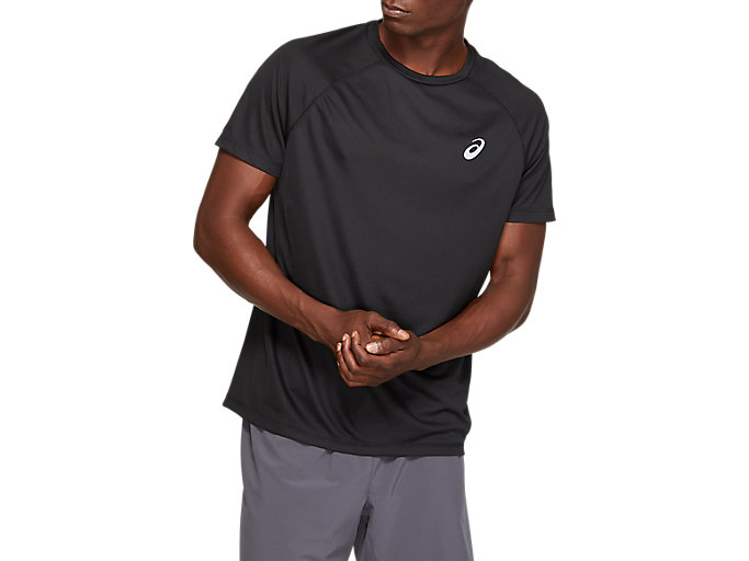 Image 1 of 10 of Men's Performance Black SPORT RUN TOP T-shirts à manches courtes pour hommes