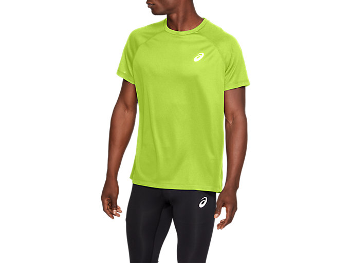 Image 1 of 7 of Men's Hazard Green SPORT RUN TOP Men's Sports Short Sleeve Shirts