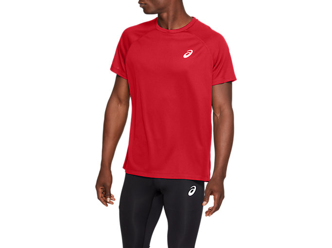 Image 1 of 7 of Men's Fiery Red SPORT RUN TOP Men's Sports Short Sleeve Shirts