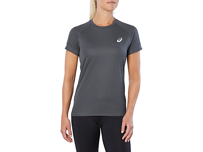 Image 1 of 8 of Women's Dark Grey SPORT RUN TOP Women's Sports Short Sleeve Shirts