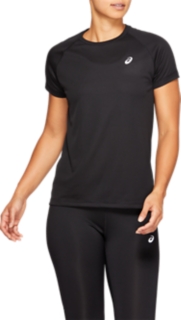 Women s SPORT RUN TOP Performance Black Short Sleeve Tops