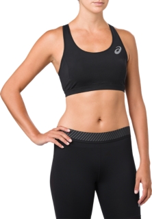 ASICS Womens Moisture Wicking Quick Drying Racerback Bra, Black, Medium