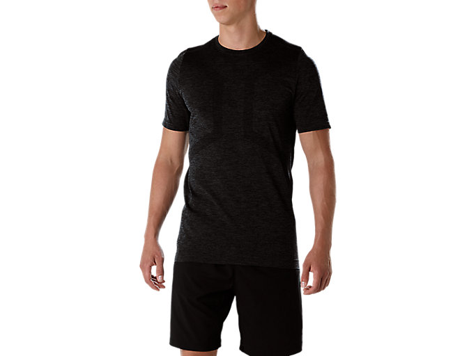 Image 1 of 10 of Men's Performance Black SEAMLESS SS TOP Men's Sports Short Sleeve Shirts