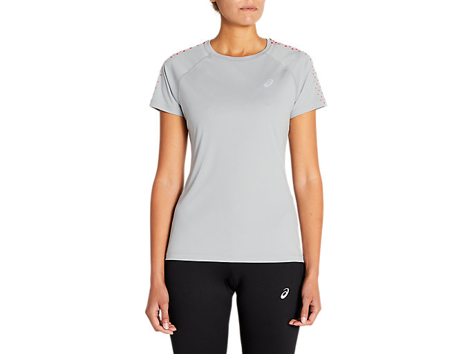 Image 1 of 6 of Mujer Mid Grey Heather/Laser Pink SPORT STRIPE SS TOP