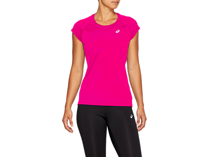 Image 1 of 6 of Women's Pink Glo CAPSLEEVE TOP Women's Short Sleeve Tops