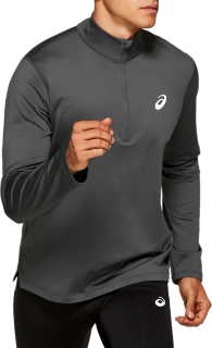 Men's SILVER LS 1/2 ZIP WINTER TOP | Dark Grey | Long Sleeve Shirts | ASICS