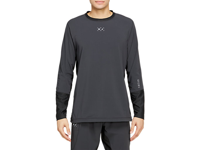 Image 1 of 7 of Men's Graphite Grey/Graphite Grey RCXA M HYBRID RUNNING CREWNECK Men's Sports Short Sleeve Shirts