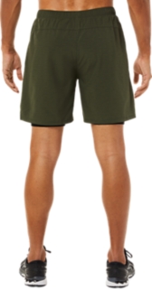 MEN'S 7IN 2 IN 1 SHORT, Olive Green/Performance Black, Shorts