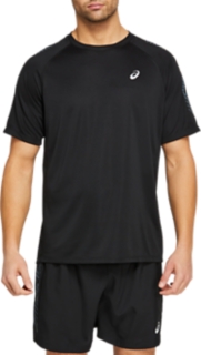 ASICS SHORT | | MEN\'S SLEEVE & | T-Shirts TOP Tops Performance ICON Black/Carrier Grey