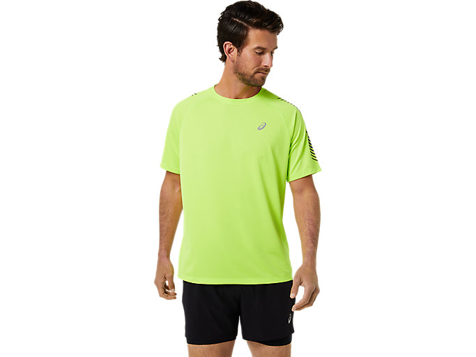Image 1 of 7 of Men's Hazard Green/Graphite Grey ICON SS TOP Men's Sports Short Sleeve Shirts