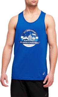 Men's LA Marathon Run Singlet | Tuna Blue | Sleeveless Shirts | ASICS