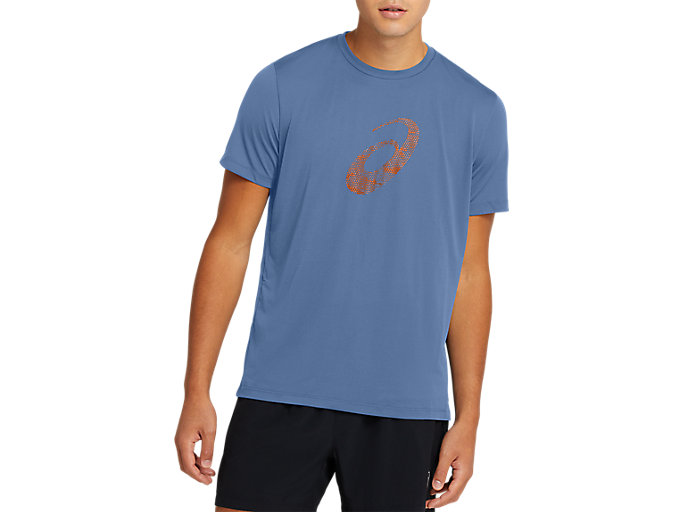 Image 1 of 6 of Men's Blue Harmony/ Shocking Orange SPORT GPX SS TOP Men's Sports Short Sleeve Shirts