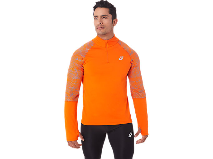 Image 1 of 7 of Men's Marigold Orange SPORT RFLC WINTER 1/2 ZIP TOP Men's Sports Long Sleeve Shirts