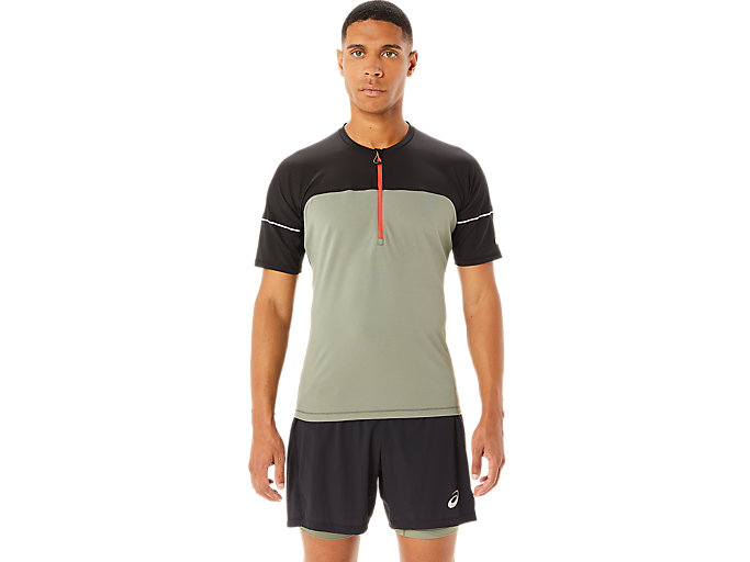 Image 1 of 7 of Men's Lichen Green/Performance Black FUJITRAIL TOP Men's Sports Short Sleeve Shirts