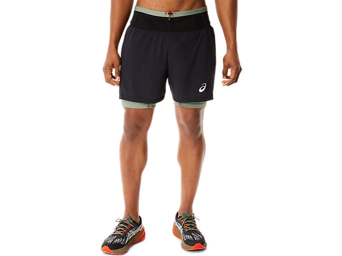Image 1 of 10 of Men's Performance Black/Lichen Green FUJITRAIL SHORT Men's Sports Shorts