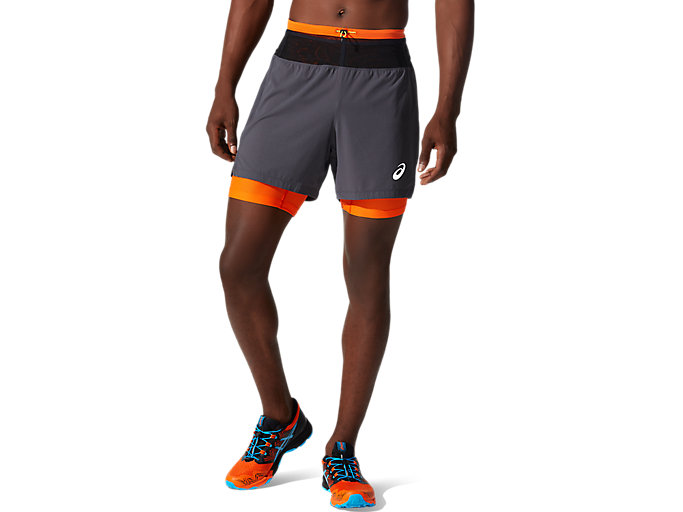 Image 1 of 9 of Men's Graphite Grey/Marigold Orange MEN'S FUJITRAIL SHORT Men's Shorts