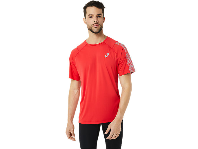 Image 1 of 6 of Men's Electric Red SPORT RFLC SS TOP Men's Sports Short Sleeve Shirts