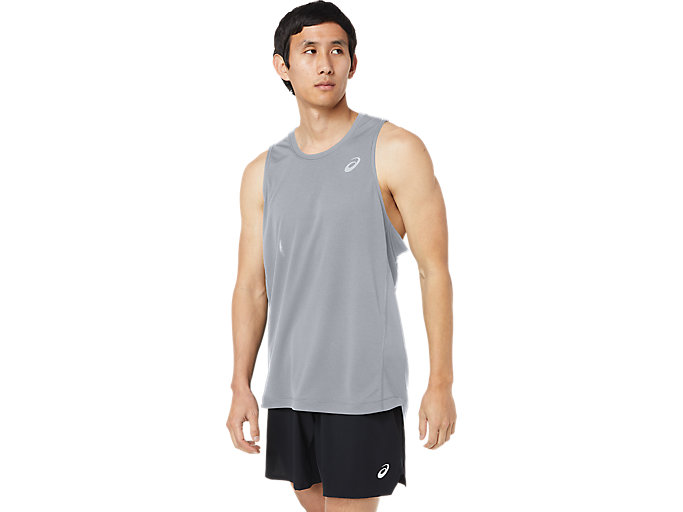 Image 1 of 6 of Men's Piedmont Grey/Sour Yuzu FAST SINGLET Men's Sports Short Sleeve Shirts