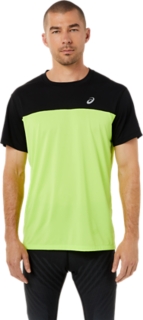 MEN S RACE SHORT SLEEVE TOP Performance Black Hazard Green T