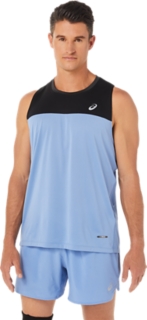 MEN'S RACE SINGLET | Performance Black/Blue Harmony | Sleeveless Shirts |  ASICS