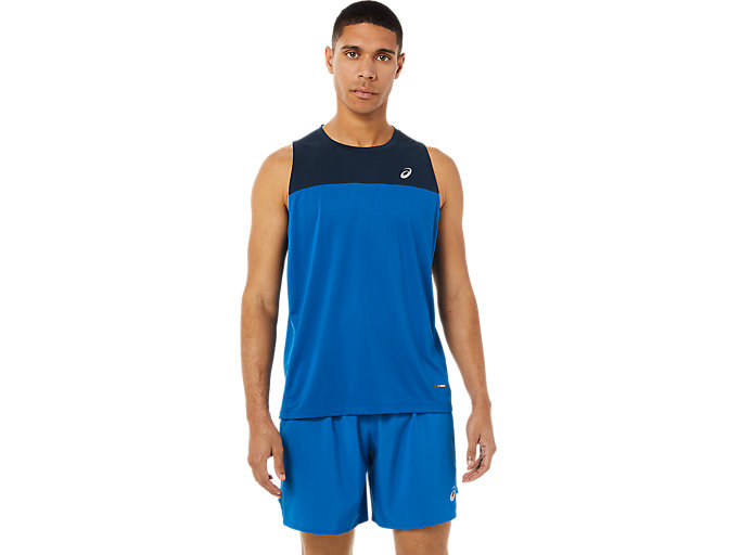 Image 1 of 8 of RACE SINGLET color French Blue/Lake Drive