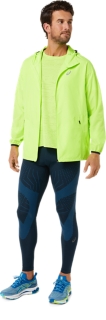 Asics mens accelerate wind and waterproof hooded running jacket sulphur spring hot sale