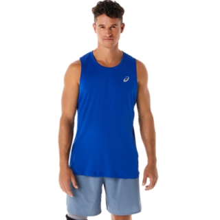 Men's SILVER SINGLET Asics Blue Singlets ASICS Australia