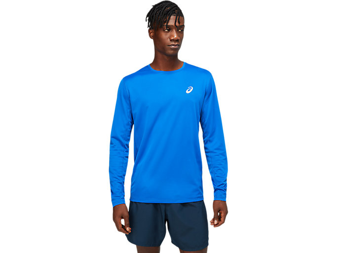 Image 1 of 5 of Men's Asics Blue CORE LS TOP T-shirts à manches longues pour hommes