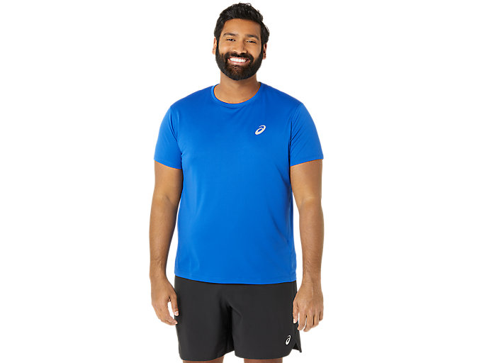 Image 1 of 6 of Men's Asics Blue CORE SS TOP T-shirts manches courtes running & sport pour hommes