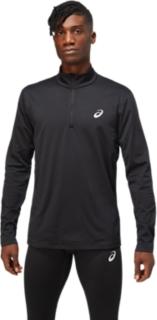 Men\'s CORE LS 1/2 ZIP WINTER TOP | Performance Black | Long Sleeve Shirts |  ASICS UK