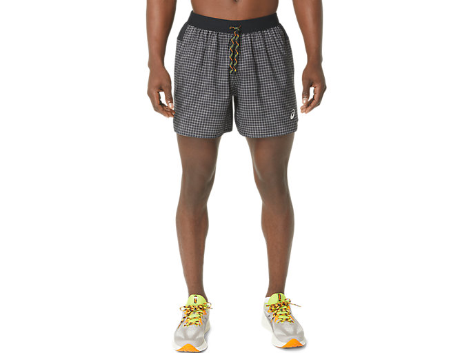 Image 1 of 8 of Men's Performance Black/Lime Zest FUJITRAIL LOGO SHORT Men's Shorts